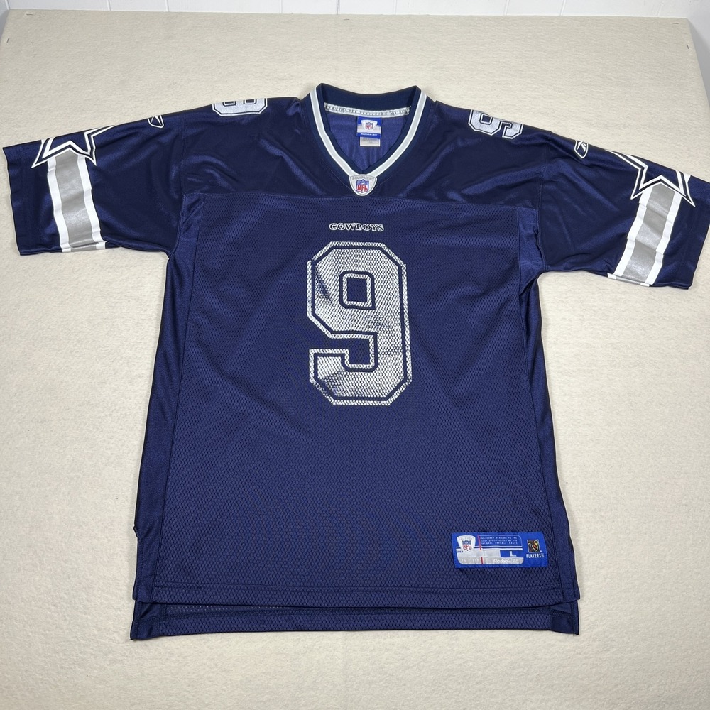 Dallas Cowboys Jersey Mens Large Blue NFL Football Tony Romo #9 Reebok Shirt